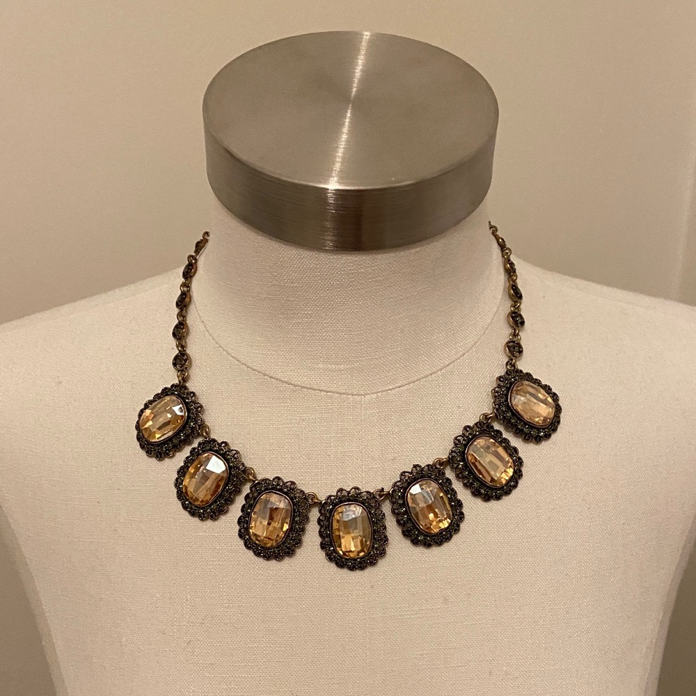 Gold Amber Vintage Statement Necklace